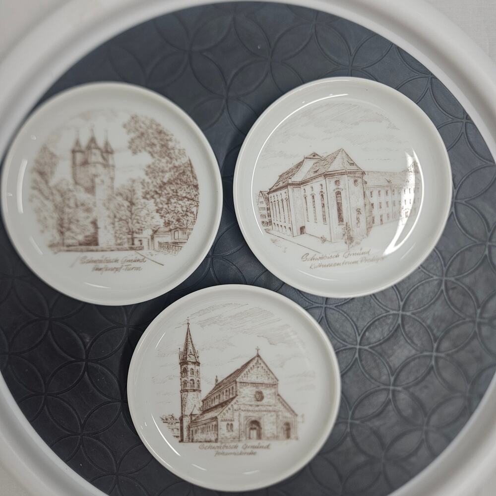 Vintage German Coaster, Plate Trio, German Buildings